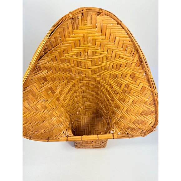 Wicker Rattan Basket Planter Pot Fan Back Spade Hand Woven Retro Boho Mid Centur - Picture 5 of 16